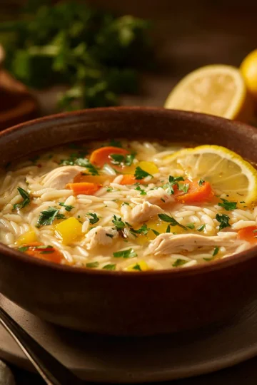 Creamy Lemon Chicken Orzo Soup
