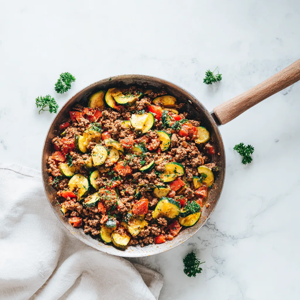 Low-Carb Keto Ground Beef Zucchini Skillet