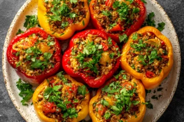 One Pan Mediterranean With Stuffed Bell Peppers