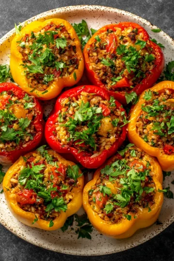 One Pan Mediterranean With Stuffed Bell Peppers