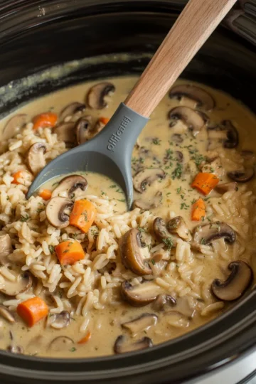 Slow Cooker Mushroom And Wild Rice Crockpot Soup