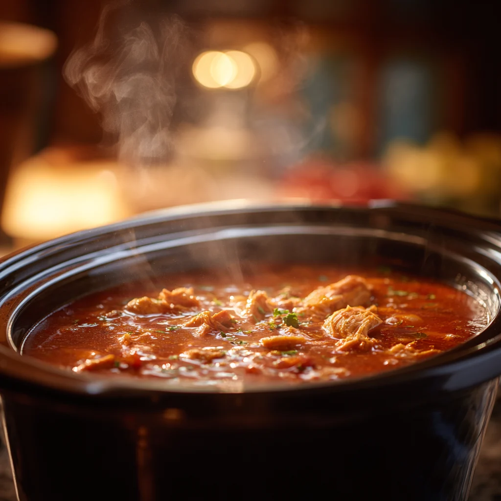 The cozy moment when Smoky Chipotle Chicken Crockpot Soup fills your kitchen with smoky comfort.