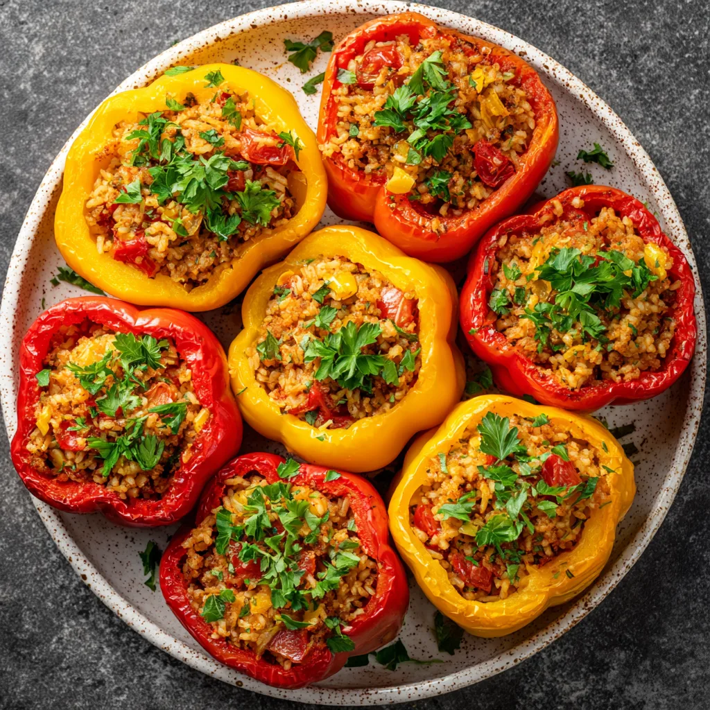 Vegetarian Mediterranean With Stuffed Bell Peppers