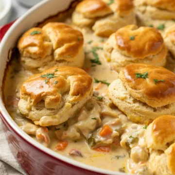 Biscuit Chicken Pot Pie Recipe – Fluffy Biscuits, Rich Filling, No Fuss