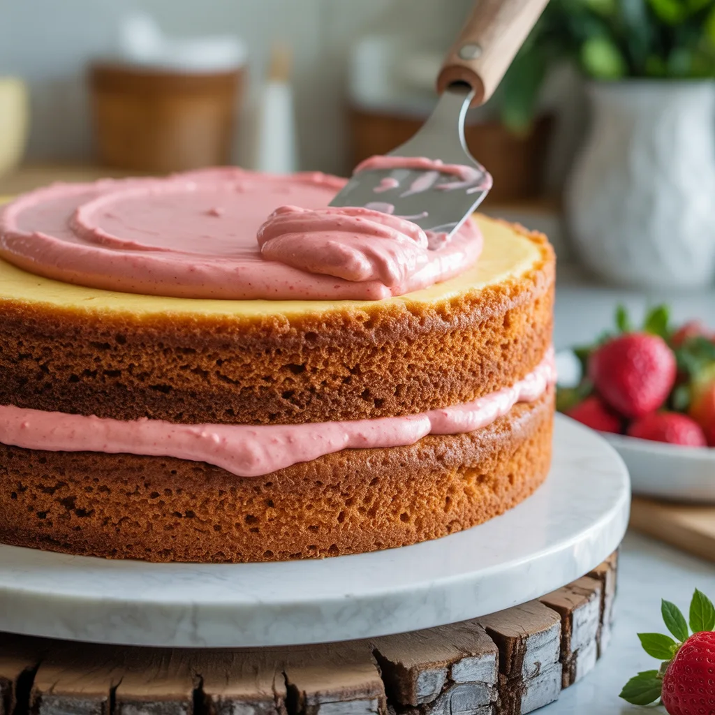 Creamy Strawberry Cake Filling with Real Strawberries
