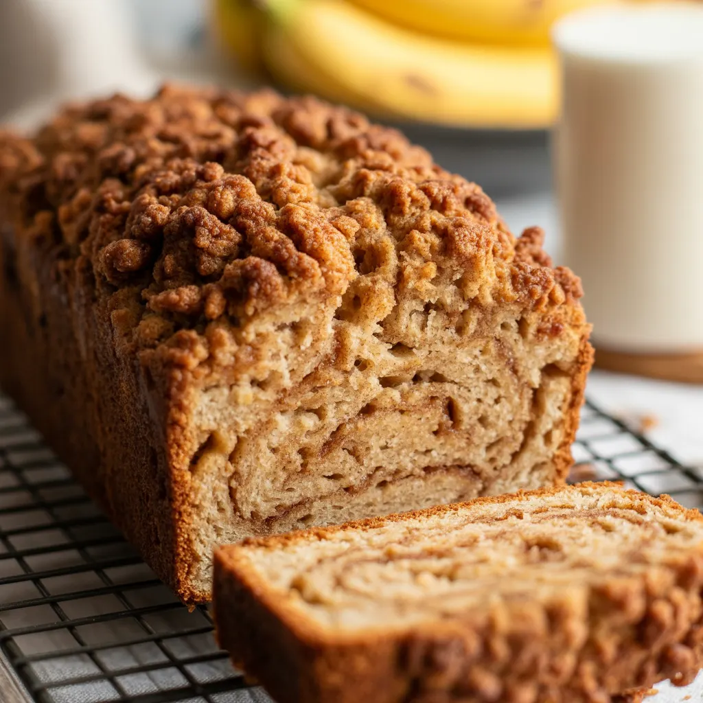 Easy Cinnamon Banana Bread with Sweet Crumb Topping