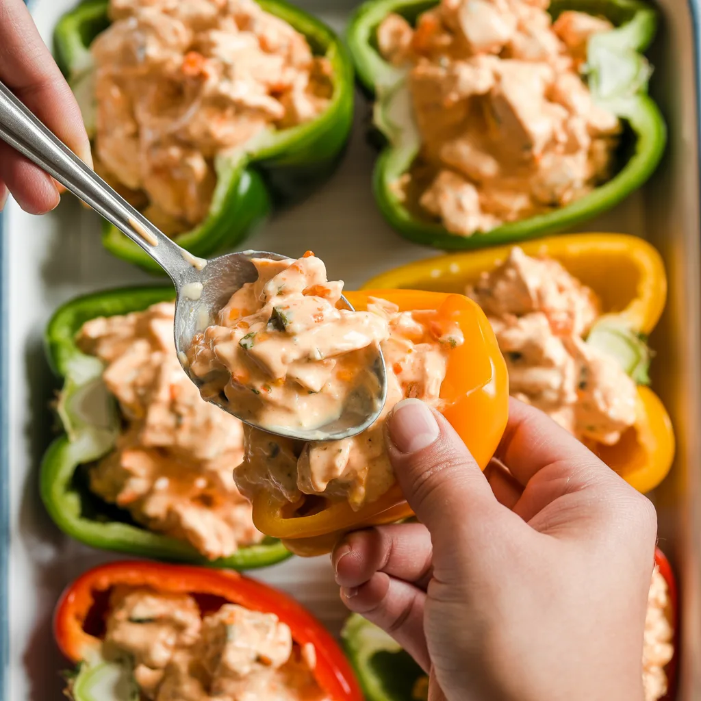 Easy Keto Buffalo Chicken Stuffed Peppers