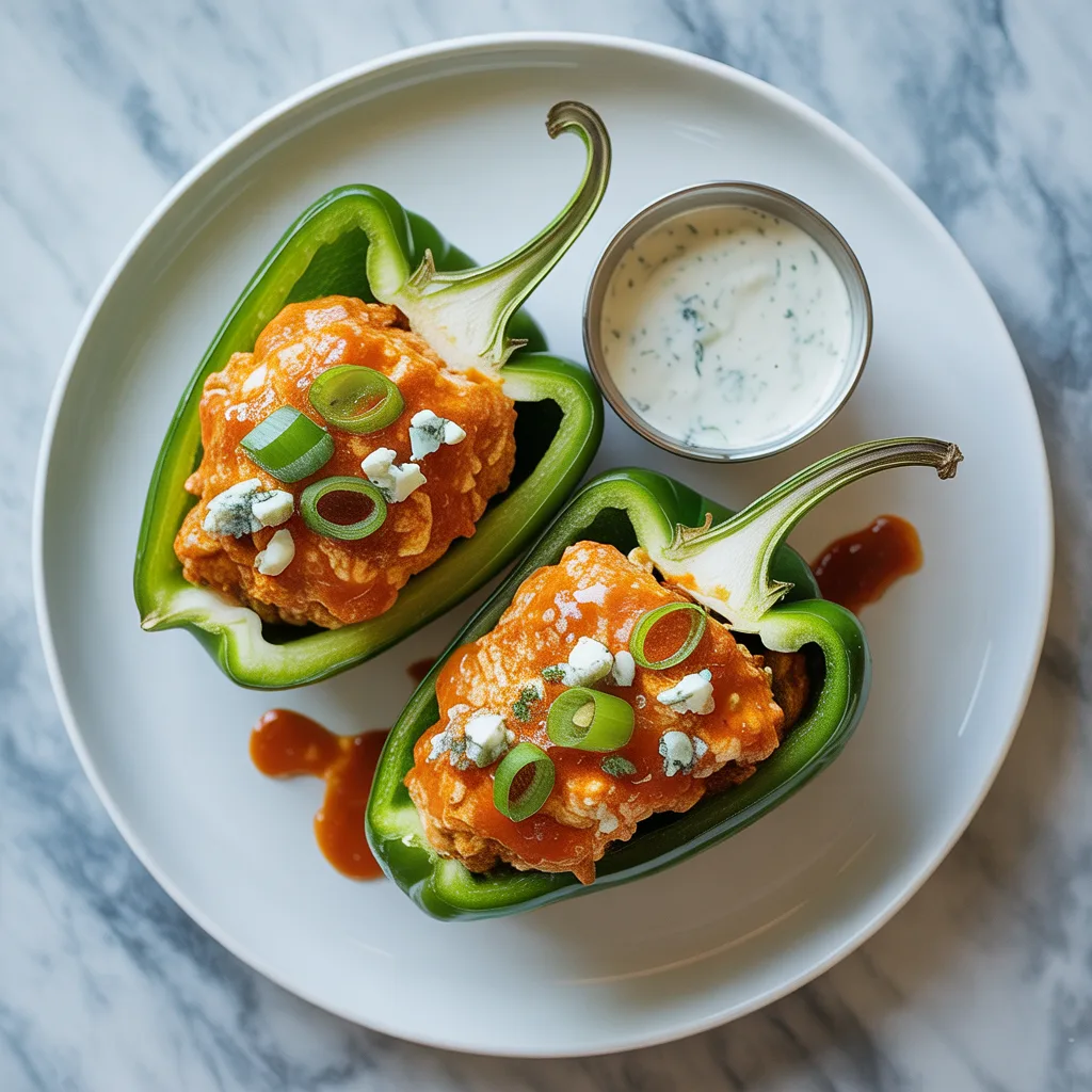 Healthy Buffalo Chicken Stuffed Peppers