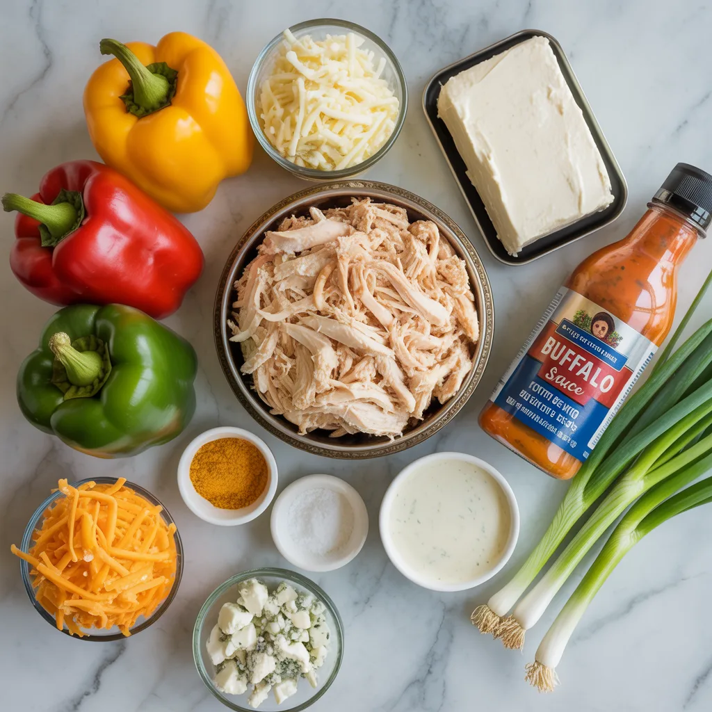 Keto Buffalo Chicken Stuffed Peppers