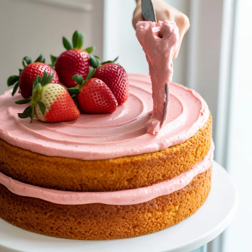 Soft and Fluffy Strawberry Vanilla Cake