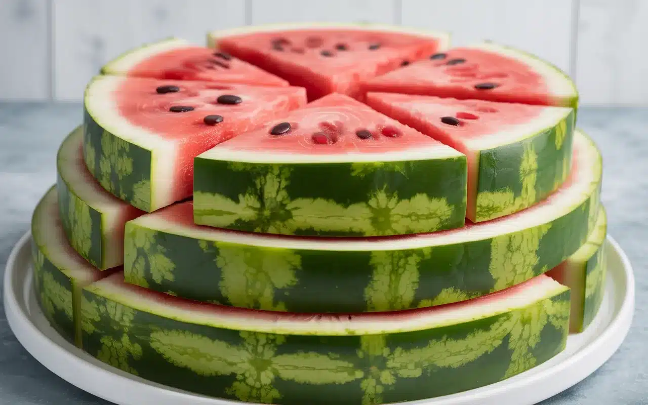 No Bake 2 Ingredient Watermelon Cake (Healthy Summer Dessert)