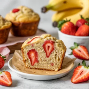 Strawberry Banana Bread Muffins
