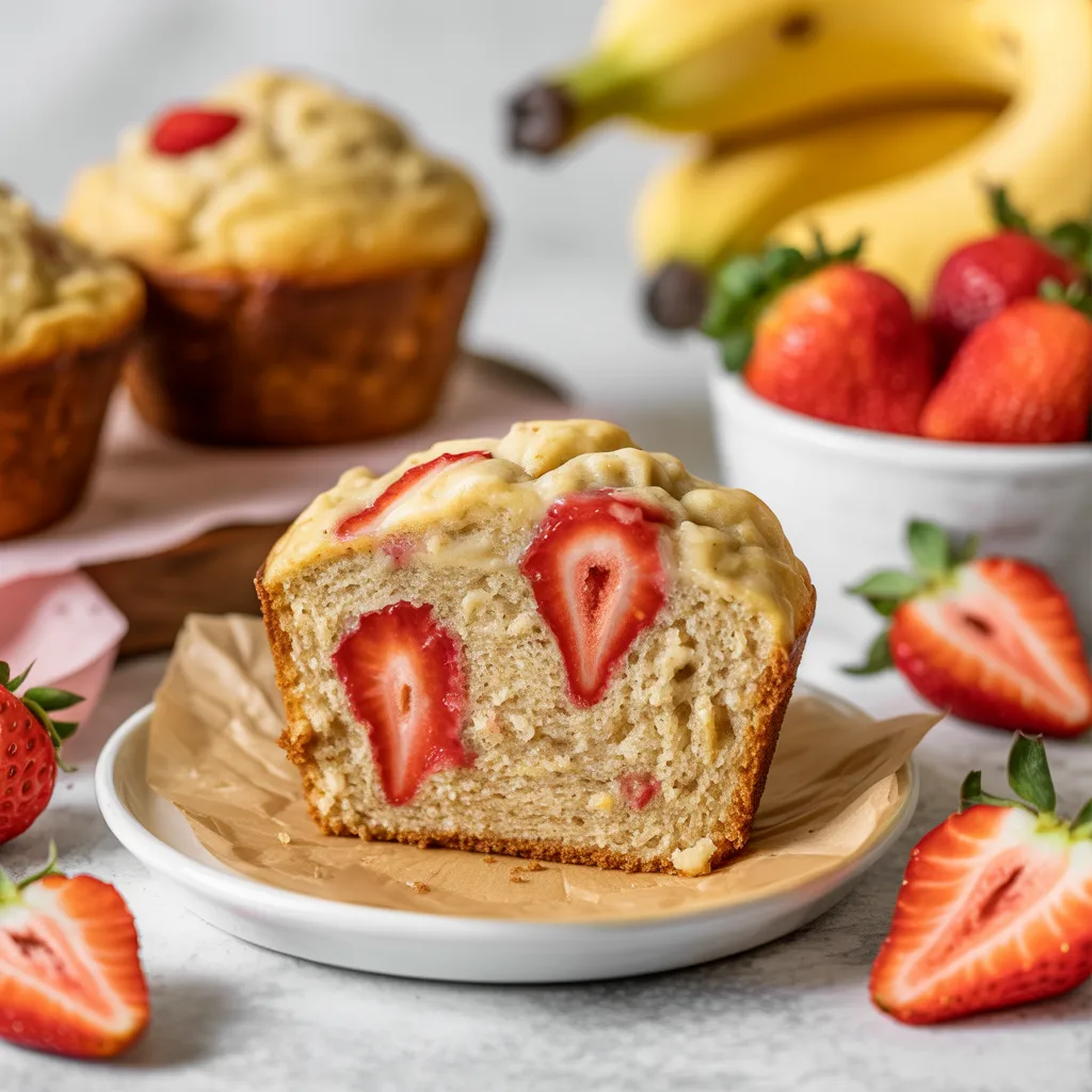 Strawberry Banana Bread Muffins