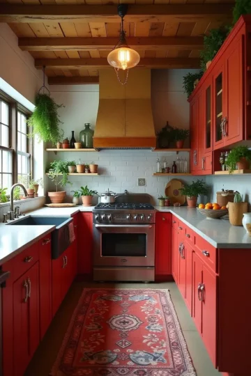 Red Kitchen Cabinets