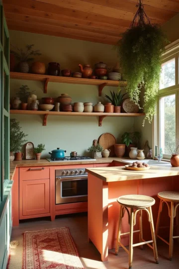 Boho Kitchen Open Shelving